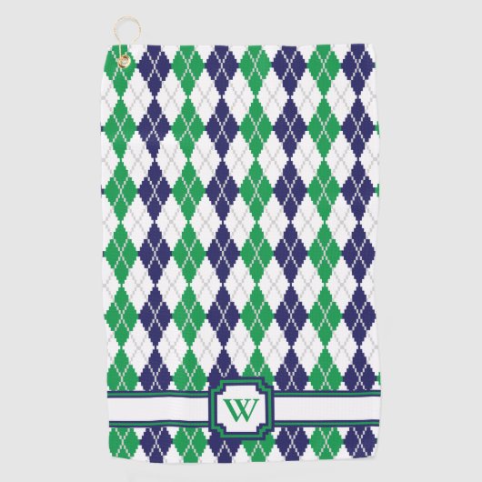 Auf dem grünen Rauten-Golf-Tuch Golfhandtuch (Vorderseite)