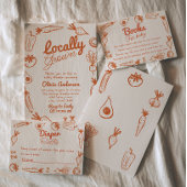 Auf dem heimischen Bauernmarkt Gezeichnet Babydusc Einladung