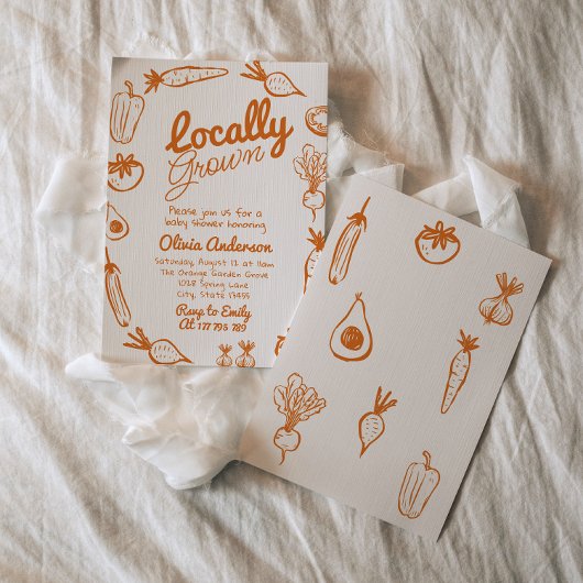 Auf dem heimischen Bauernmarkt Gezeichnet Babydusc Einladung