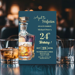 Auf dem Höhepunkt gereifter Whisky zum 24. Geburts Einladung