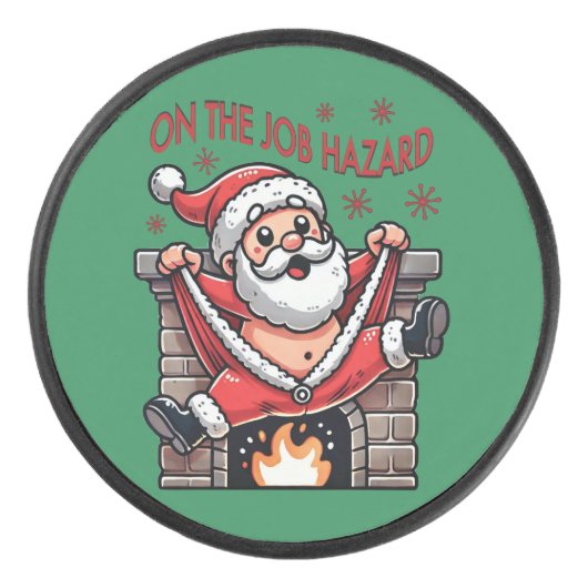 Auf dem Job Hazard Santa on Fire Eishockey Puck (Vorderseite)