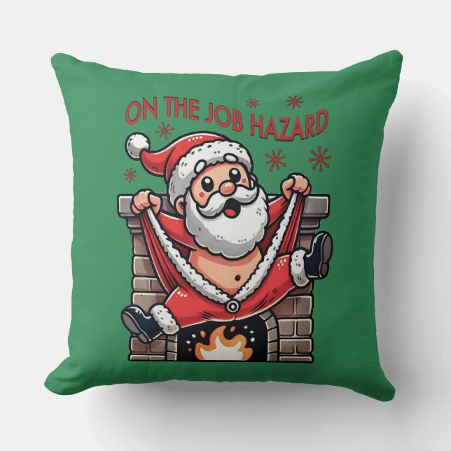 Auf dem Job Hazard Santa on Fire Kissen (Vorderseite)