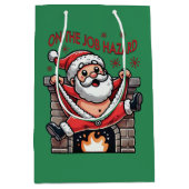 Auf dem Job Hazard Santa on Fire Mittlere Geschenktüte (Vorderseite)