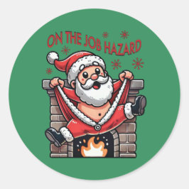 Auf dem Job Hazard Santa on Fire Runder Aufkleber