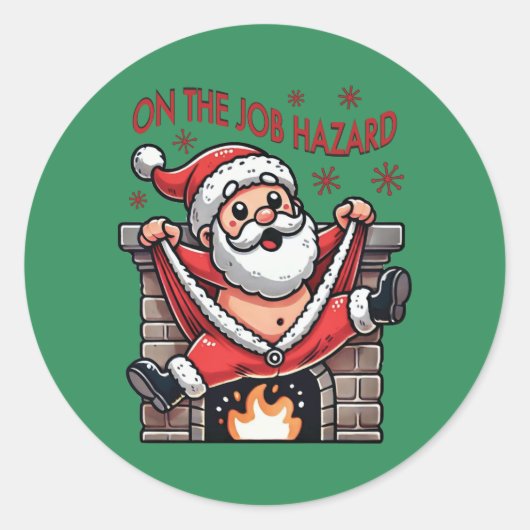 Auf dem Job Hazard Santa on Fire Runder Aufkleber (Vorderseite)