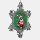 Auf dem Job Hazard Santa on Fire Schneeflocken Zinn-Ornament (Links)