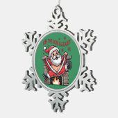Auf dem Job Hazard Santa on Fire Schneeflocken Zinn-Ornament (Rechts)