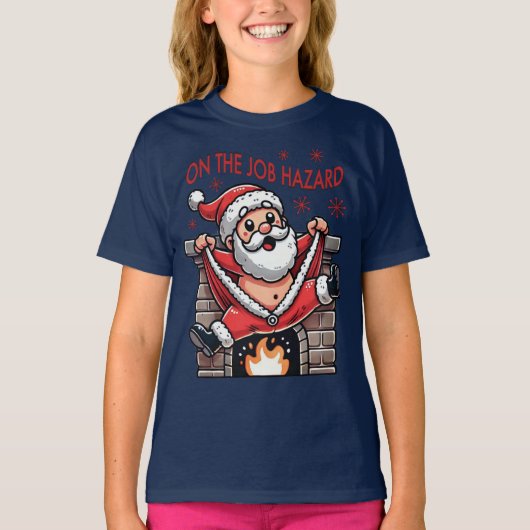 Auf dem Job Hazard Santa on Fire T-Shirt (Vorderseite)