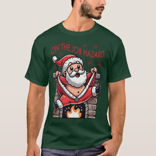 Auf dem Job Hazard Santa on Fire T-Shirt (Vorderseite)