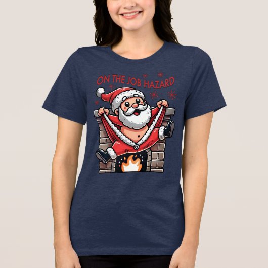 Auf dem Job Hazard Santa on Fire Tri-Blend Shirt (Vorderseite)