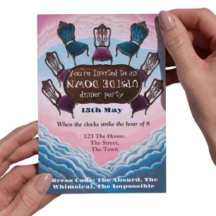 auf dem Kopf stehende Dinnerparty, Moderner Surrea Einladung