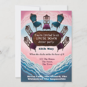 auf dem Kopf stehende Dinnerparty, Moderner Surrea Einladung