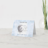 Auf dem Mond Blue Boy Baby Dusche Danke Karte (Vorderseite)