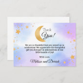Auf dem Mond Blue Pink Babydusche Danke Karte (Vorne/Hinten)
