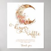 Auf dem Mond boho goldene Flora Windelpreis Poster (Vorne)