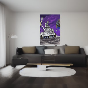 Auf dem Mond fahren   AI Art Poster