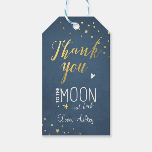Auf dem Mond Geschenketiketten danke Ihnen Baby Du Geschenkanhänger (Vorderseite)