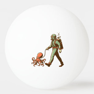 Auf dem Oktopus laufen Tischtennisball