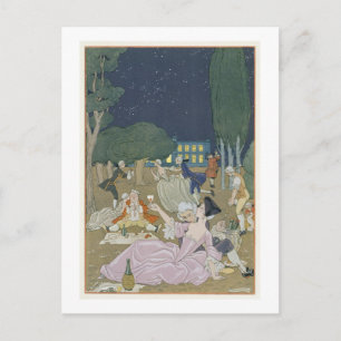 Auf dem Rasen, Abbildung für "Fetes Galantes" von Postkarte