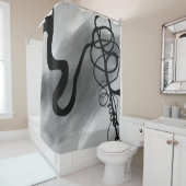 Auf dem Raster: Abstrakt grau, schwarz und weiß Duschvorhang (Beispiel)