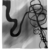 Auf dem Raster: Abstrakt grau, schwarz und weiß Duschvorhang (Vorderseite)