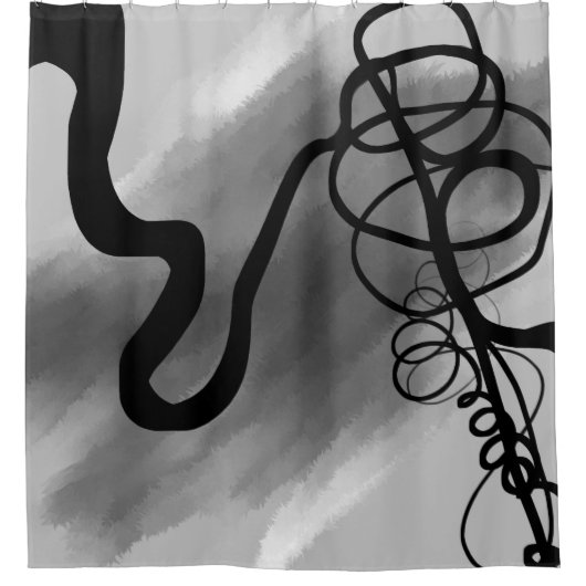 Auf dem Raster: Abstrakt grau, schwarz und weiß Duschvorhang (Vorderseite)