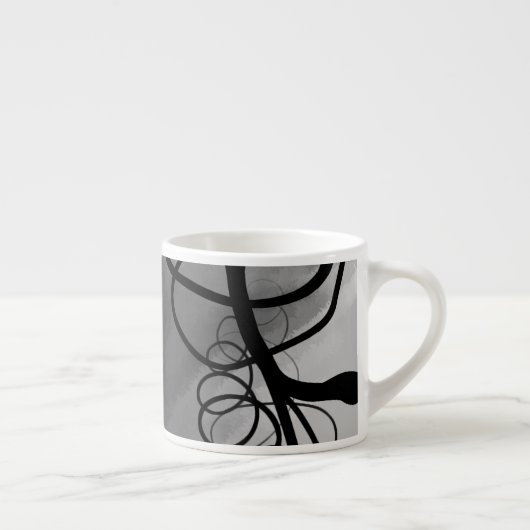 Auf dem Raster: Abstrakt grau, schwarz und weiß Espressotasse (Rechts)