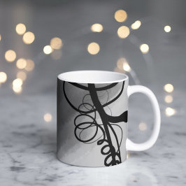 Auf dem Raster: Abstrakt grau, schwarz und weiß Kaffeetasse