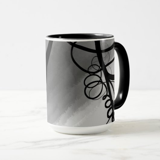 Auf dem Raster: Abstrakt grau, schwarz und weiß Tasse (VorderseiteRechts)