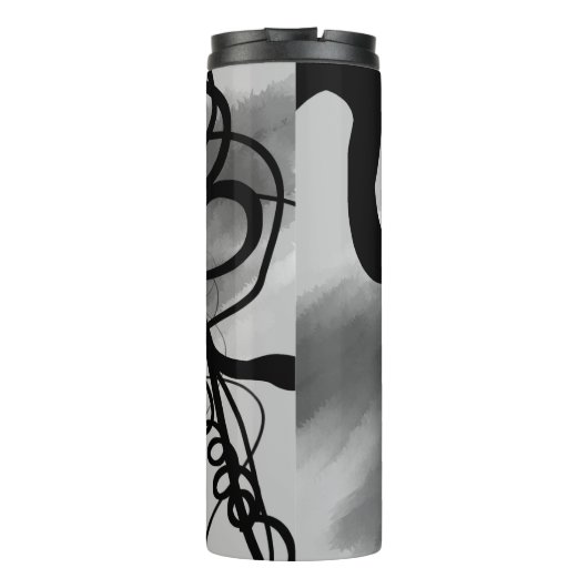 Auf dem Raster: Abstrakt grau, schwarz und weiß Thermosbecher (Rückseite)