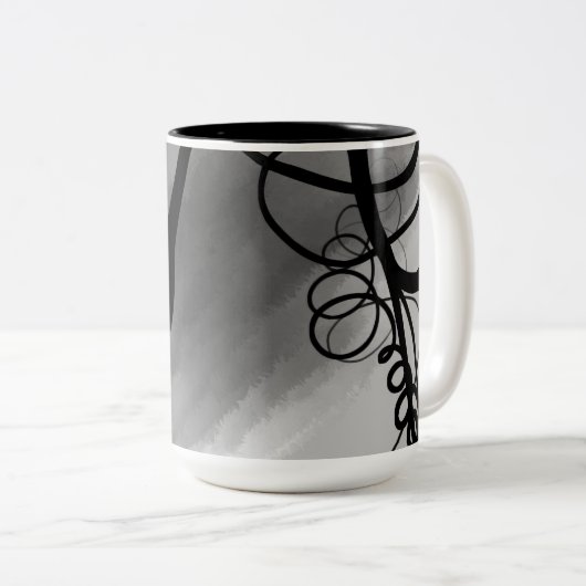 Auf dem Raster: Abstrakt grau, schwarz und weiß Zweifarbige Tasse (VorderseiteRechts)