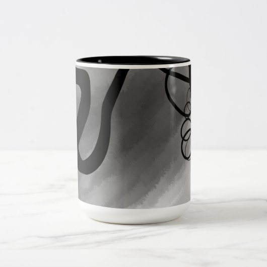 Auf dem Raster: Abstrakt grau, schwarz und weiß Zweifarbige Tasse (Mittel)