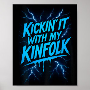 Auf dem Rücken Kickin mit den Verwandten Lustige F Poster