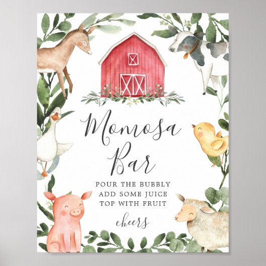Auf dem Schild "Farm Baby Shower Mimosa Bar" (Vorne)