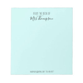 Auf dem Schreibtisch Aquamarines, modernes Namenss Notizblock