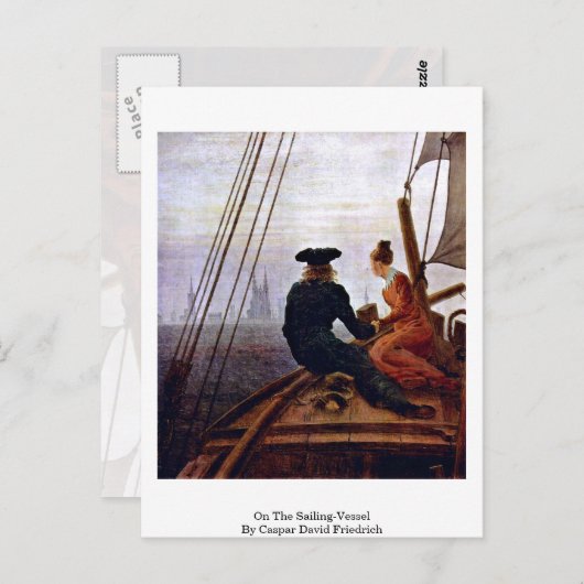 Auf dem Segelschiff von Caspar David Friedrich Postkarte (Vorne/Hinten)