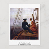 Auf dem Segelschiff von Caspar David Friedrich Postkarte (Vorderseite)
