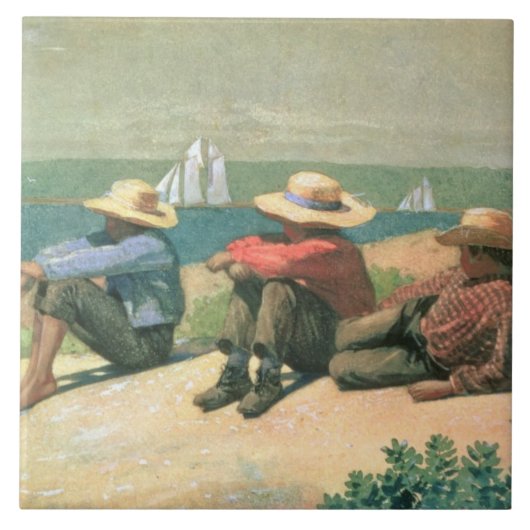 Auf dem Strand 1875 (w/c) Fliese (Vorderseite)