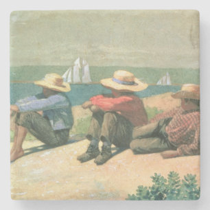 Auf dem Strand 1875 (w/c) Steinuntersetzer