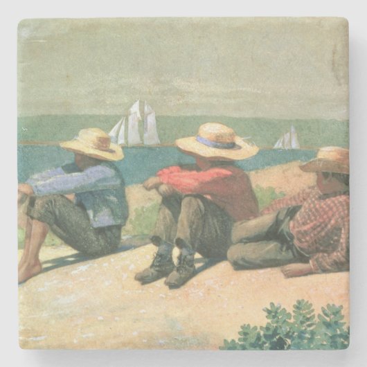 Auf dem Strand 1875 (w/c) Steinuntersetzer (Vorderseite)