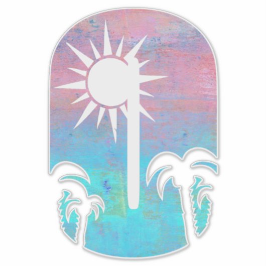 AUF DEM STRAND -O- Rosa und Blau Aufkleber (Vorderseite)