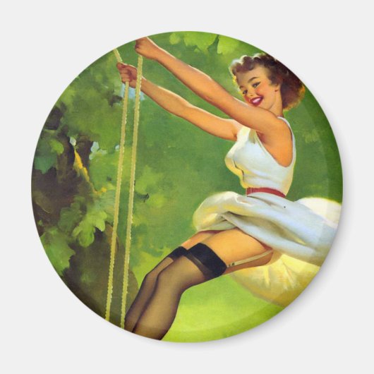 Auf dem Swing Lächeln Button hoch Magnet (Vorne)