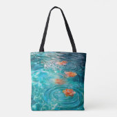Auf dem Wasser schwimmende Blumen Tasche (Rückseite)