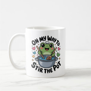 Auf dem Weg, den Frosch-Mischmasch-Humor aufzurühr Kaffeetasse