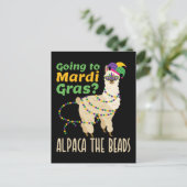 Auf dem Weg nach Mardi Gras Alpaca die Perlen Postkarte (Stehend Vorderseite)