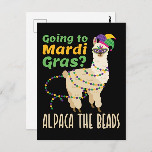 Auf dem Weg nach Mardi Gras Alpaca die Perlen Postkarte (Vorne/Hinten)