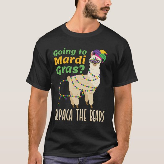 Auf dem Weg nach Mardi Gras Alpaca die Perlen T-Shirt (Vorderseite)