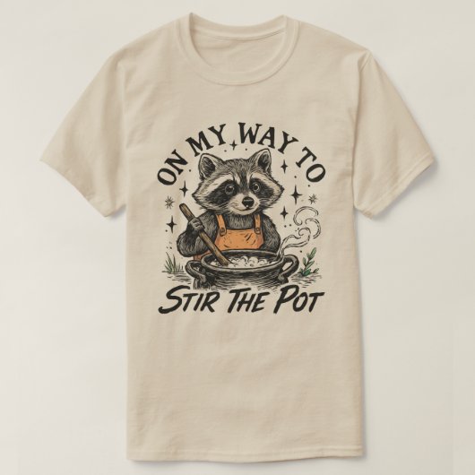 Auf dem Weg, um den Pot Raccoon, Funny Raccoon zu T-Shirt (Design vorne)