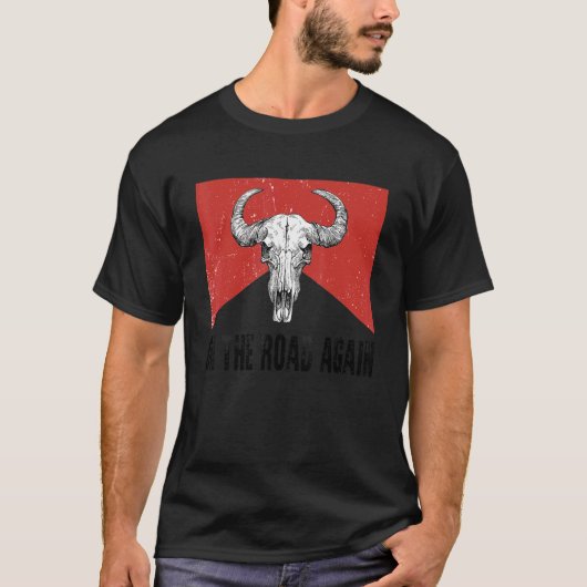 Auf dem Weg wieder Country Music 70er Bull Skull H T-Shirt (Vorderseite)