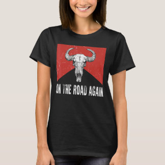 Auf dem Weg wieder verboten Musik 80er Bull Skull T-Shirt